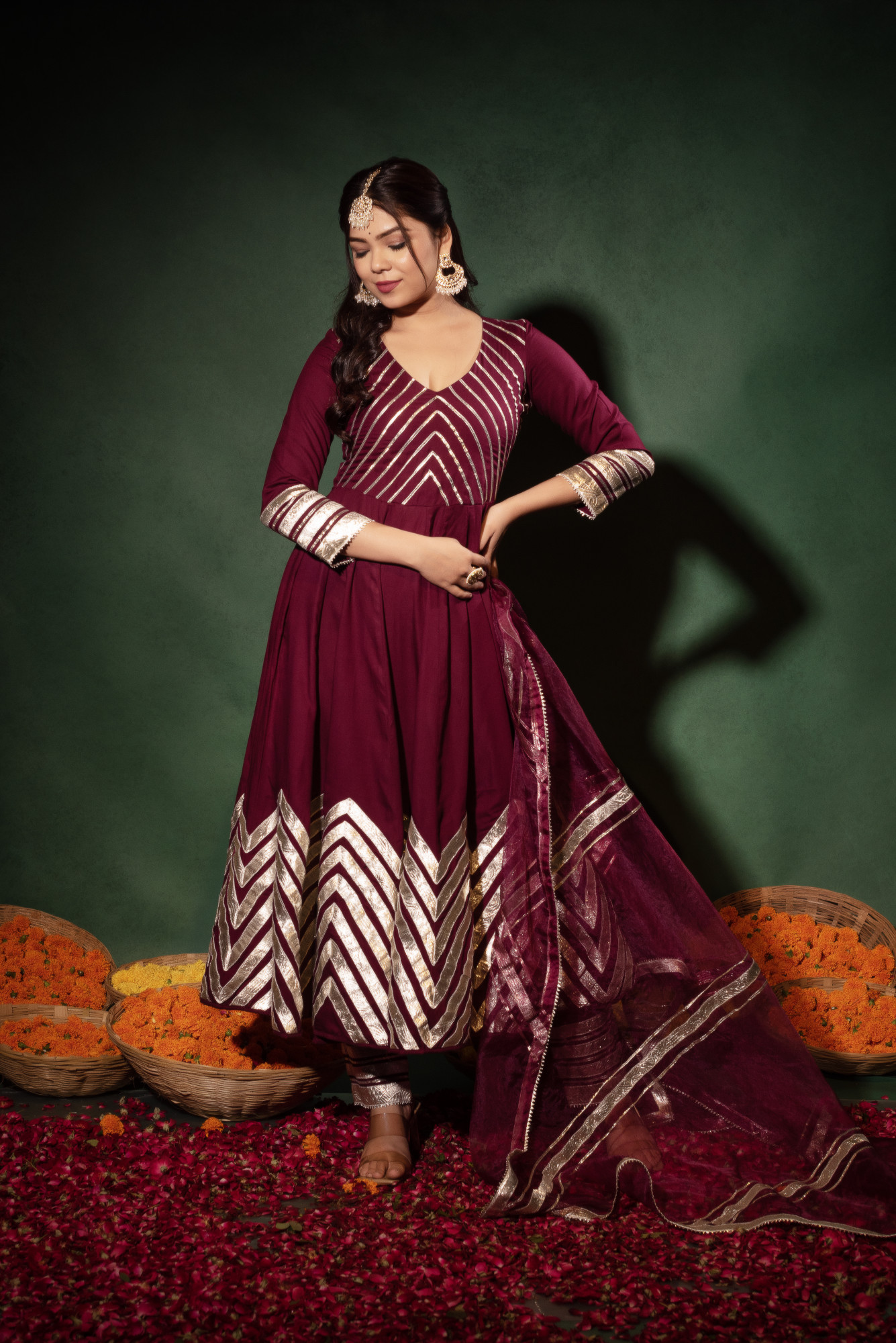 Royal Wine Anarkali Suit Set