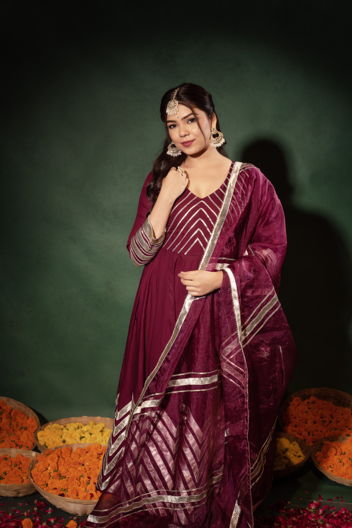 Royal Wine Anarkali Suit Set