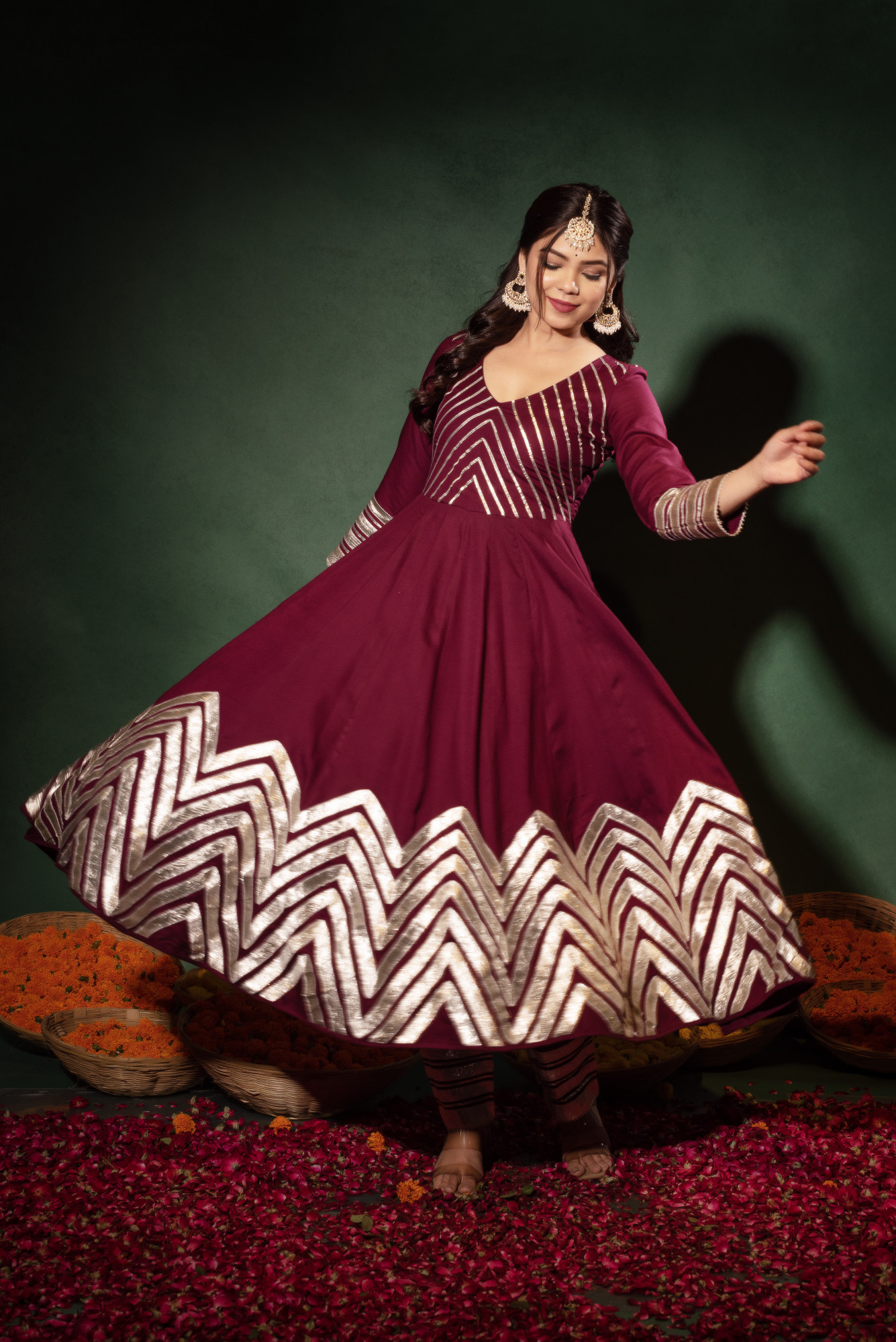Royal Wine Anarkali Suit Set