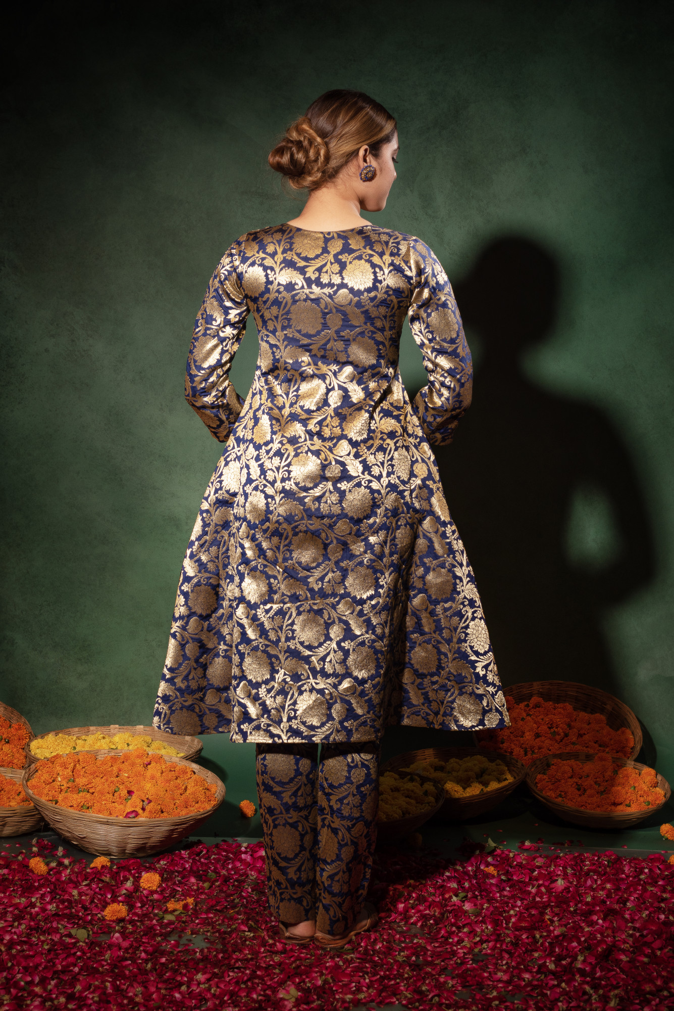 Blue Banarsi Straight Suit Set