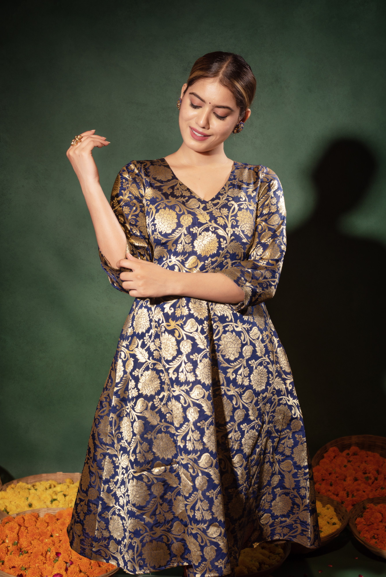 Blue Banarsi Straight Suit Set