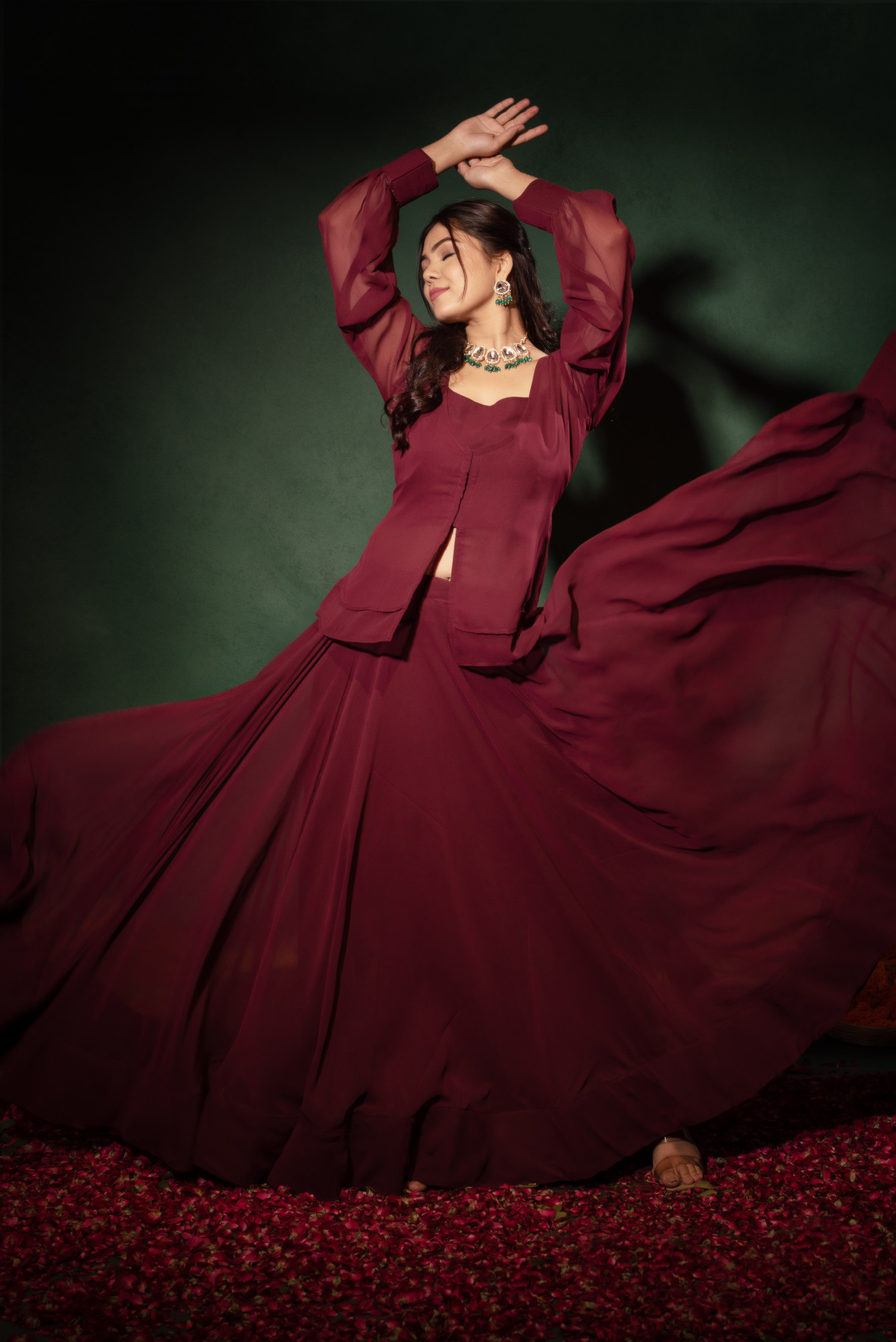 Deep Maroon Skirt Set