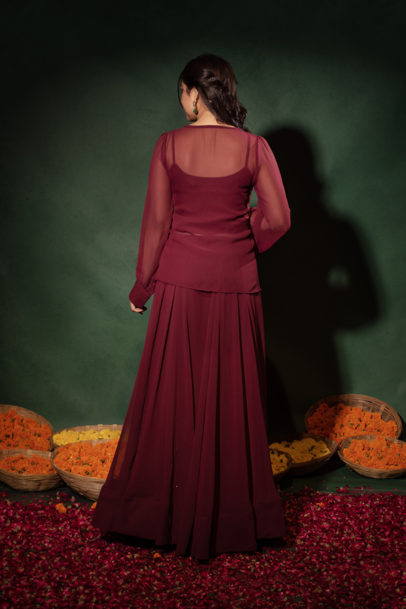 Deep Maroon Skirt Set