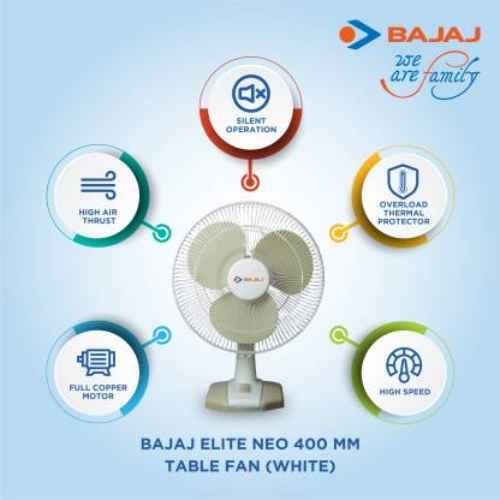 Bajaj Elite Neo Beige Table Fan, Sweep 400 mm