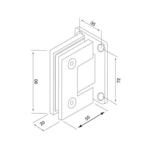 Godrej Stainless Steel Glass To Wall Shower Cubicle Hinge, 7601