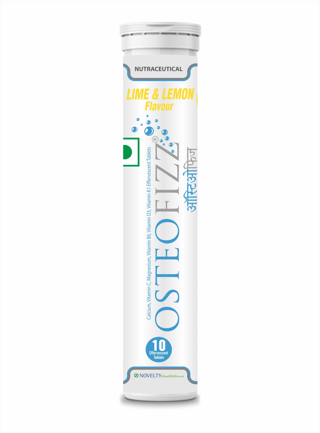 Osteofizz- Calcium with Vitamin D Effervescent Tablets with Mg Vit C B6 K Pack of 20 Lime Lemon - flavored effervescent tablets for optimal absorption Swiss formula for complete Bone Health