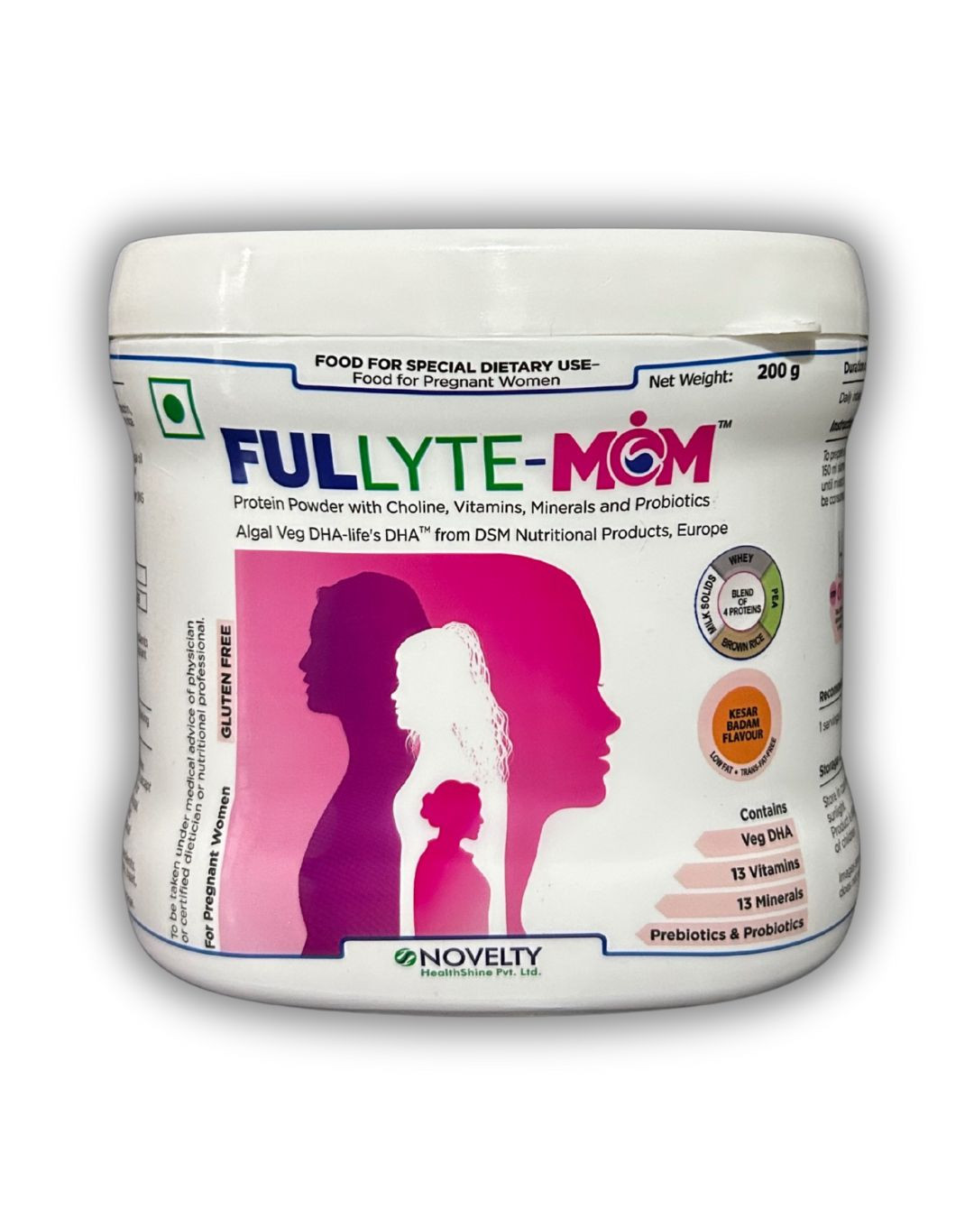 Fullyte MOM- Nutritional Support For all MOMS First Time in India Power Packed Formula with Unique blend of 4 proteins High Protein Content of 30 9g protein per serving Delicious Kesar Badam flavour
