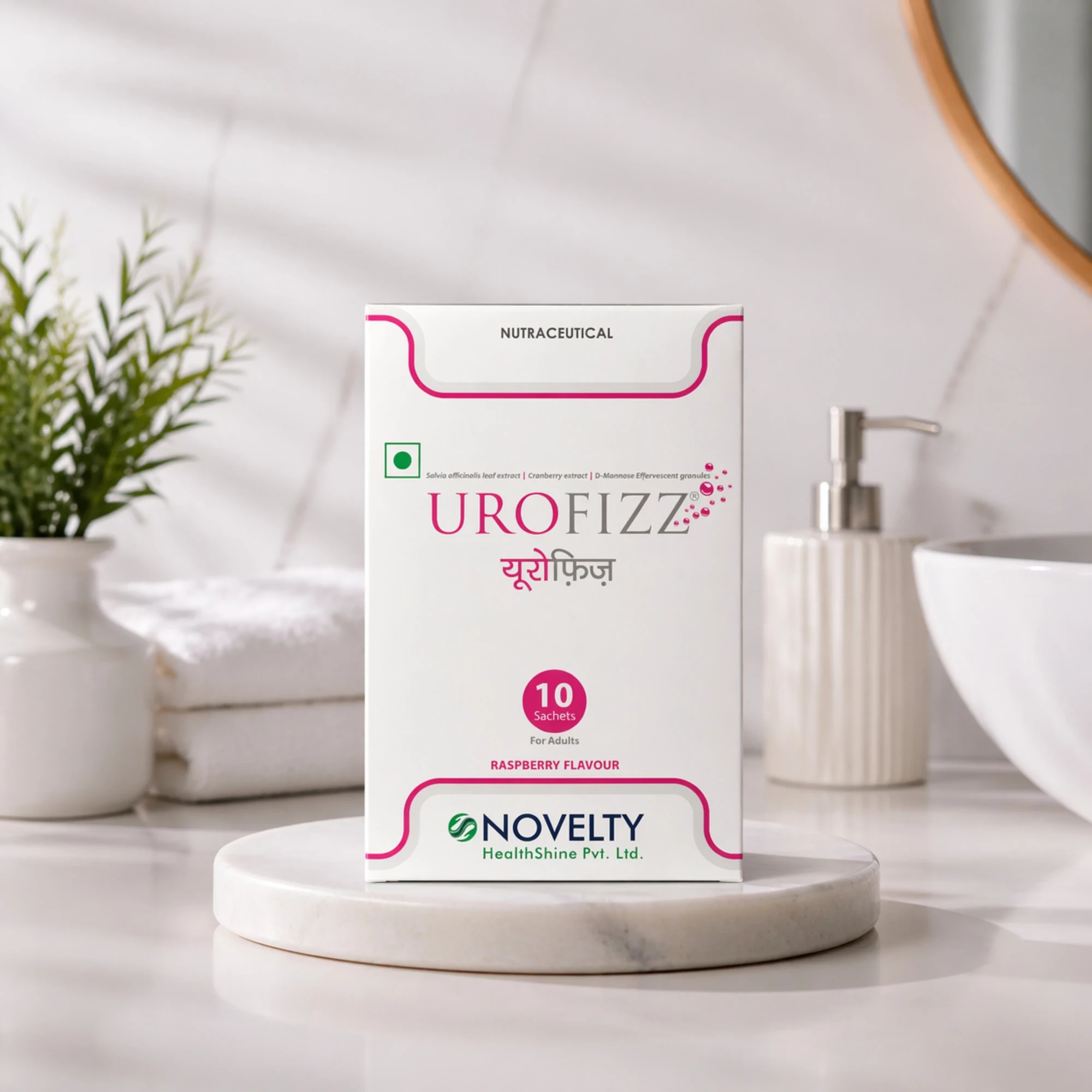 Urofizz Cranberry Extract with Ursolia D-Mannose - Natural Urinary Tract Infection Management Granules with Qzorb Technology 25g sachet Raspberry flavor
