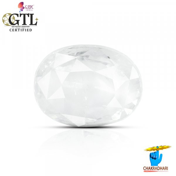 Image of 06.57 Carats Natural White Sapphire Gemstone With Ring or Pendant - प्राकर्तिक सफ़ेद पुखराज