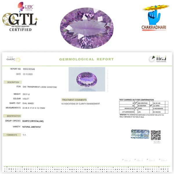 2851 Carats Amethyst Katela Jamuniya Stone With Silver Ring Or Pendant -