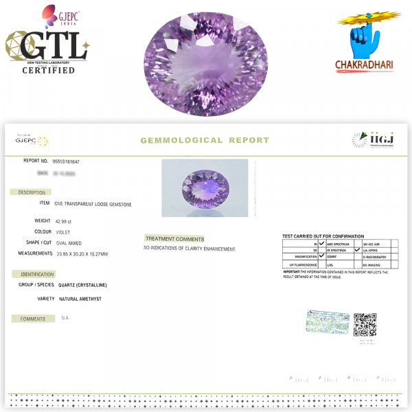 4299 Carats Amethyst Katela Jamuniya Stone With Silver Ring Or Pendant -