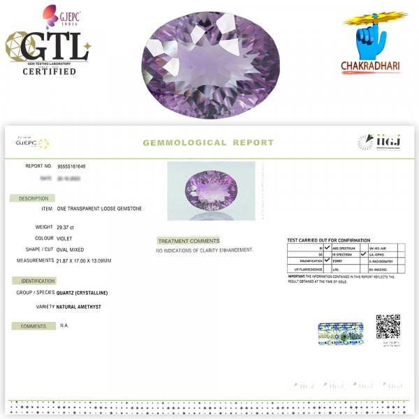 2937 Carats Amethyst Katela Jamuniya Stone With Silver Ring Or Pendant -