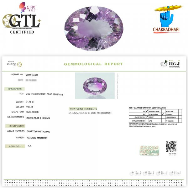 2178 Carats Amethyst Katela Jamuniya Stone With Silver Ring Or Pendant -