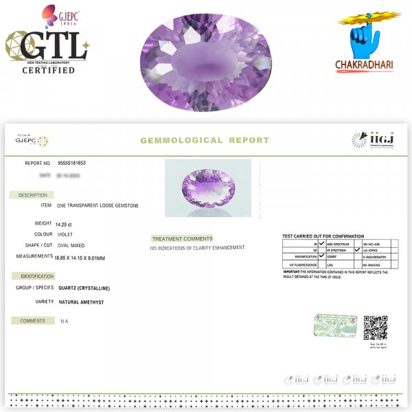 1425 Carats Amethyst Katela Jamuniya Stone With Silver Ring Or Pendant -
