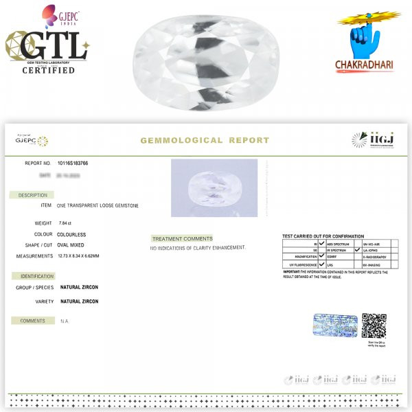 0784 Carats Natural Zircon Gemstone With Silver Ring Or Pendant -  