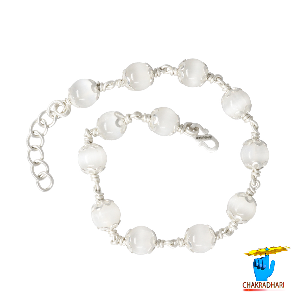 999 Silver Selenite Bracelet For Male And Female -