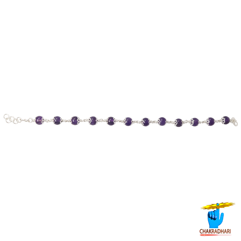999 Silver Amethyst Bracelet For Male And Female -