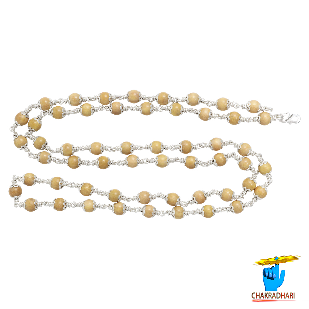 999 Pure Silver Chandan Wearing Mala 6mm 541 Beads - 999 541
