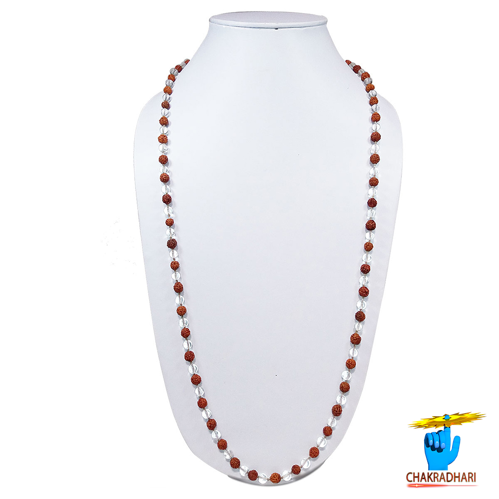 Rudraksh Sphatik Wearing Mala 108 Plus 1 Beads -