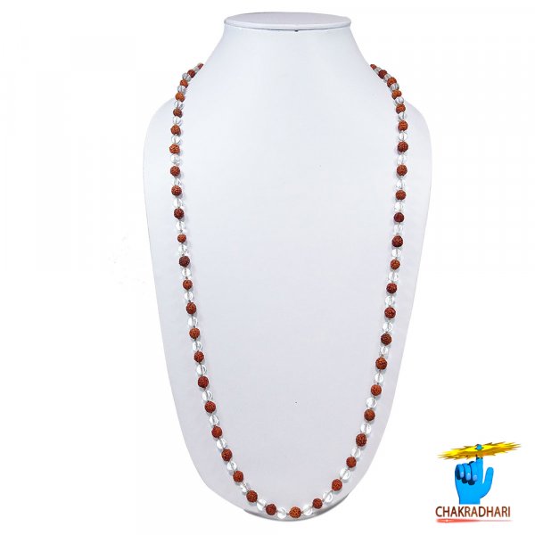Image of Rudraksh Sphatik Wearing Mala 108 Plus 1 Beads – रुद्राक्ष स्फटिक माला धारण हेतु (एक सौ आठ संग गुरु - मनका)