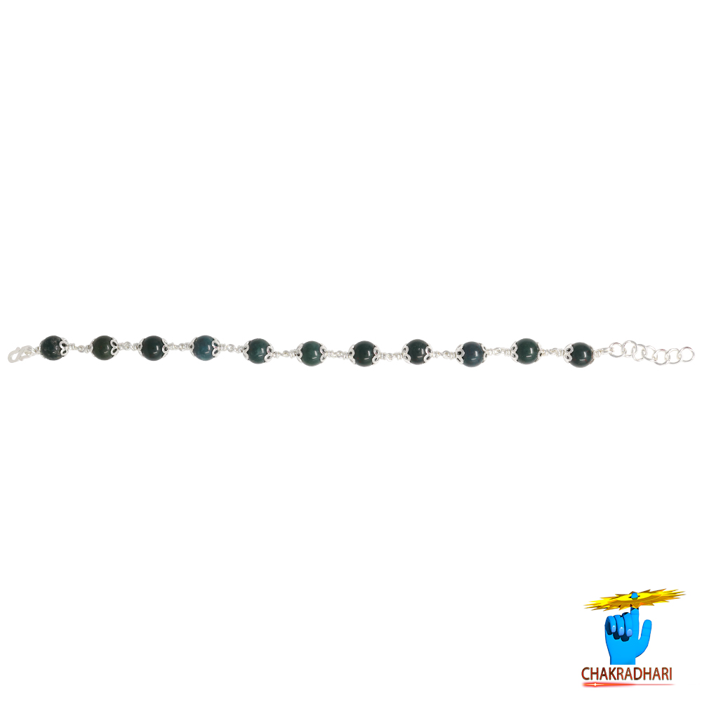 999 Silver Blood Stone Bracelet For Male And Female -