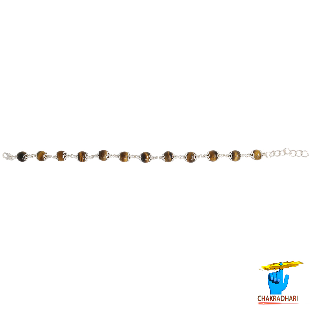 999  Silver Tiger Eye Stone Bracelet For Male And Female -