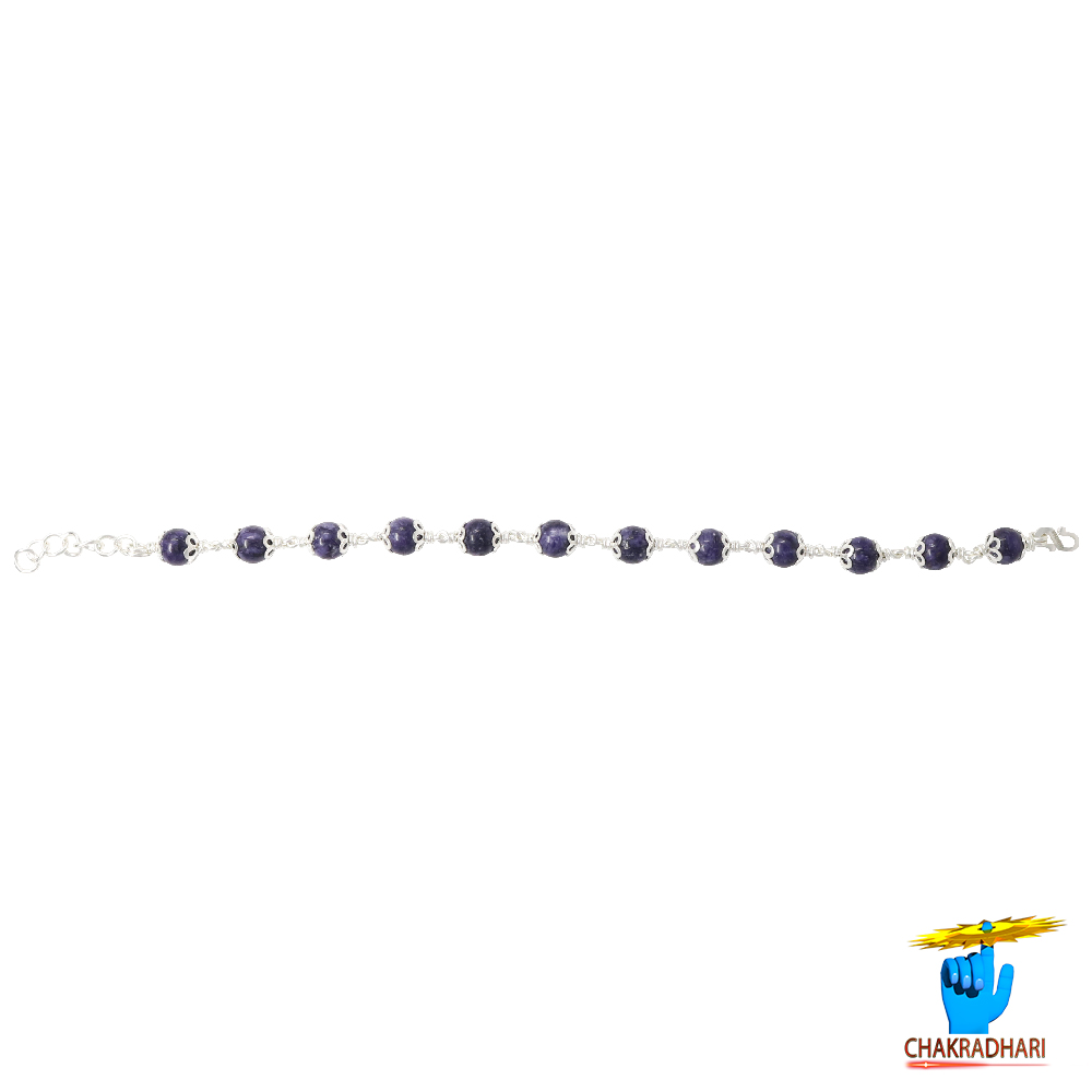 999 Silver Charoite Stone Bracelet For Male And Female -