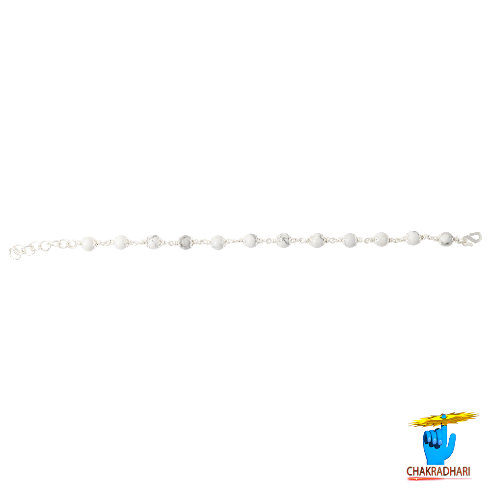 999 Silver Howlite Bracelet For Male And Female -