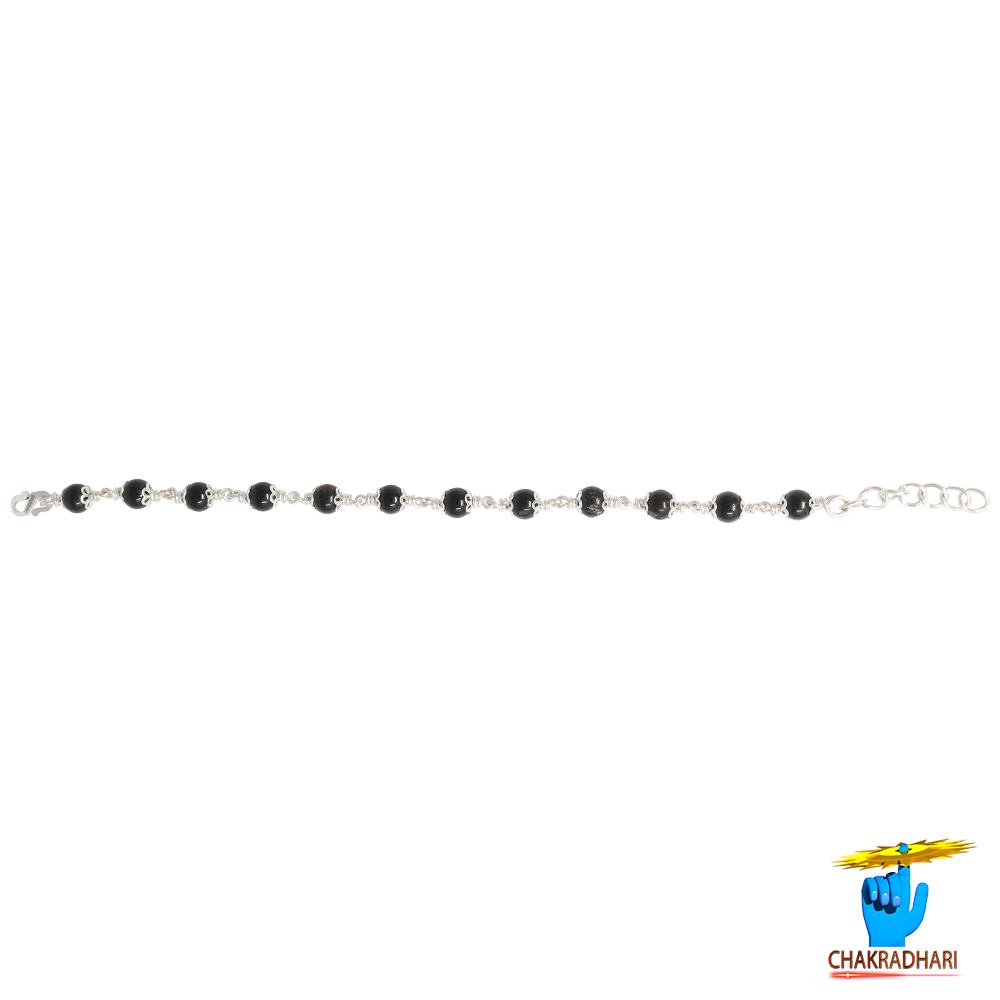 999 Silver Black Obsidian Bracelet For Male And Female -