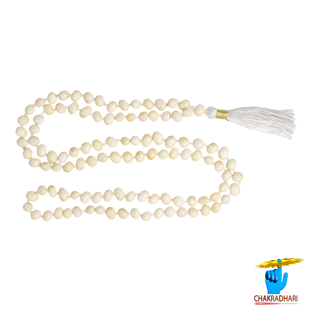 White Chirmi Jaap Mala 108 Plus 1 Beads -
