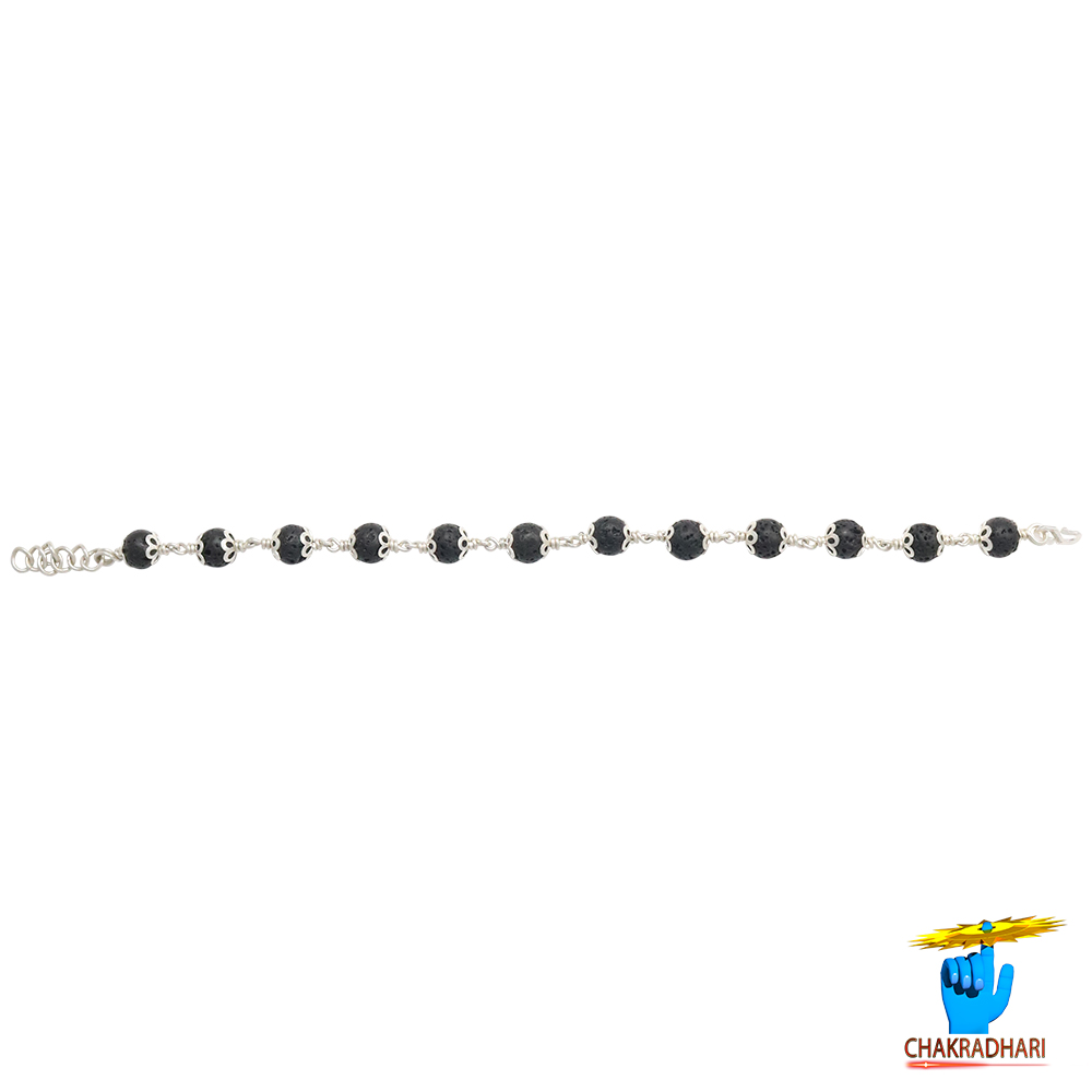 999 Silver Lawa Stone Bracelet For Male And Female -