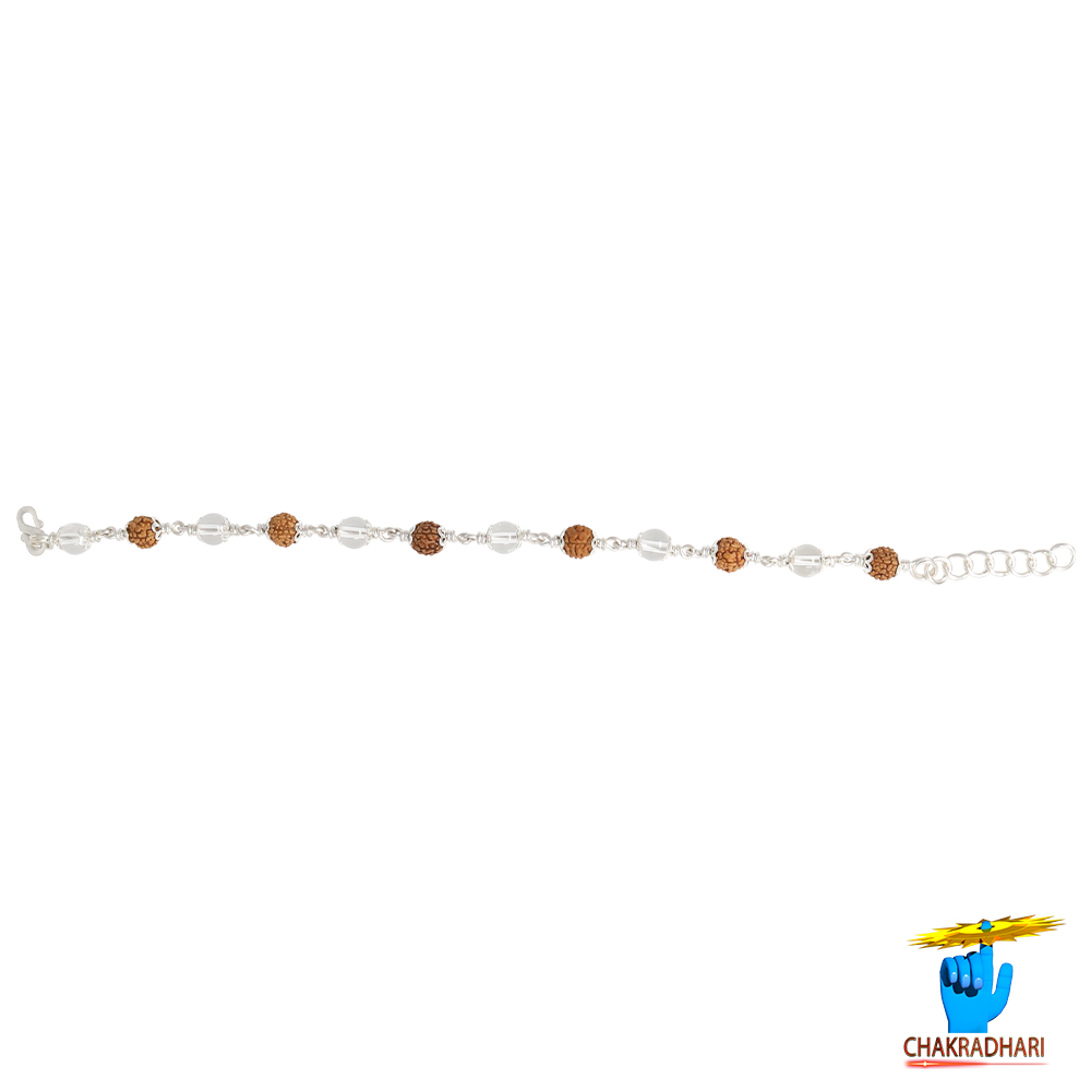 999 Silver Rudraksha Sphatik Bracelet For Male And Female -