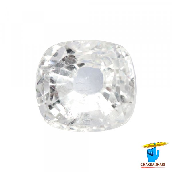 Image of 6.05 Carats White Topaz Gemstone With Silver Ring Or Pendant - नर्म रत्न