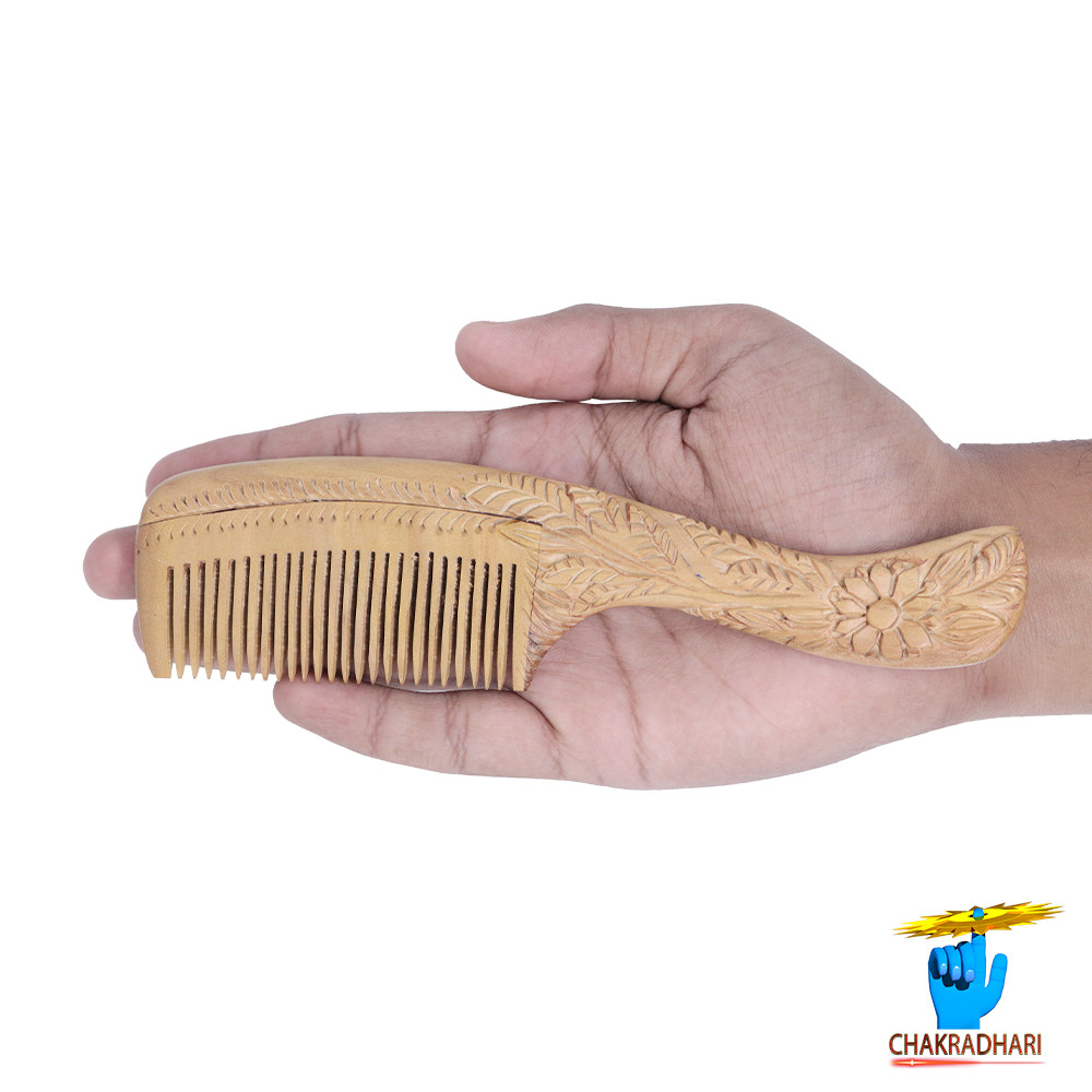 Floral Leaf Sandalwood Comb
