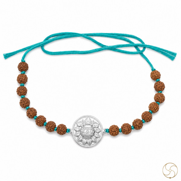 Image of 99.9% Silver Kalash Charm with Rudraksha Bead Rakhi