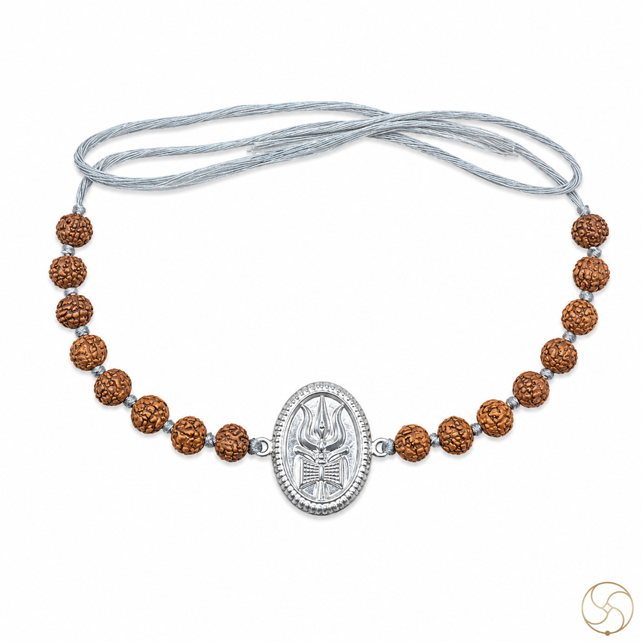 999 Silver Trishul Charm with Rudraksha Bead Rakhi