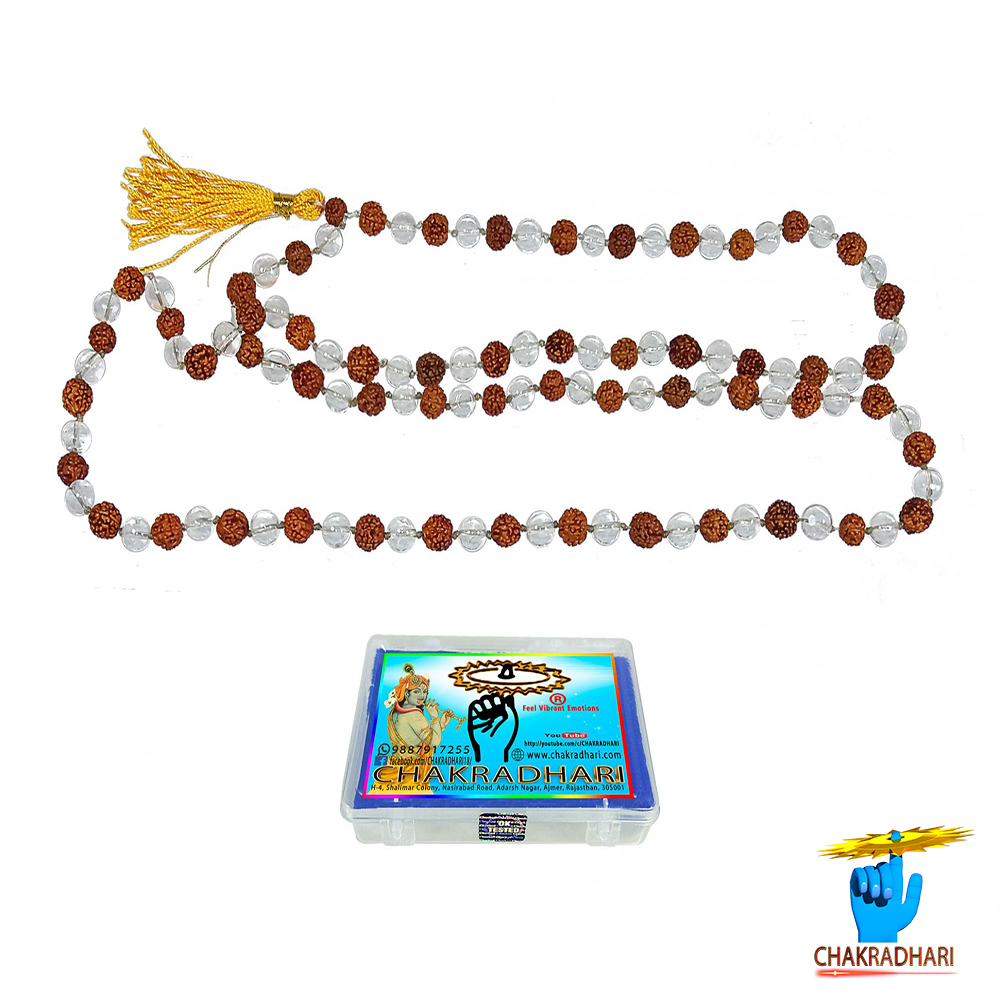 Rudraksh Sphatik Wearing Mala 108 Plus 1 Beads -