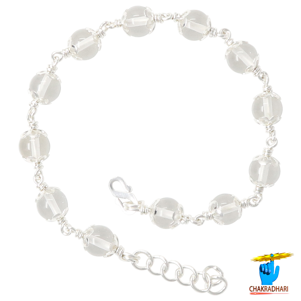 999 Silver Clear Crystal Bracelet For Male And Female -