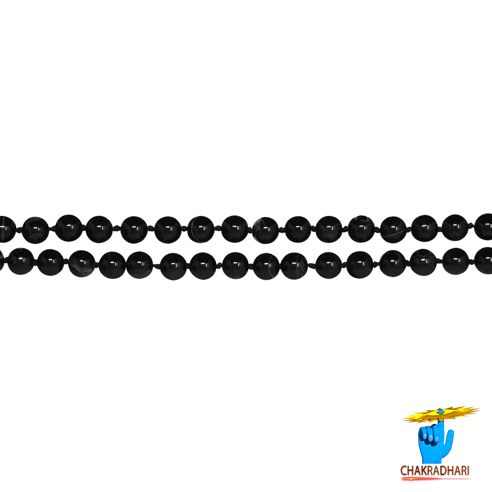Black Agate Mala 108 Plus 1 Beads for Jaap and Wearing 8mm or 6mm
