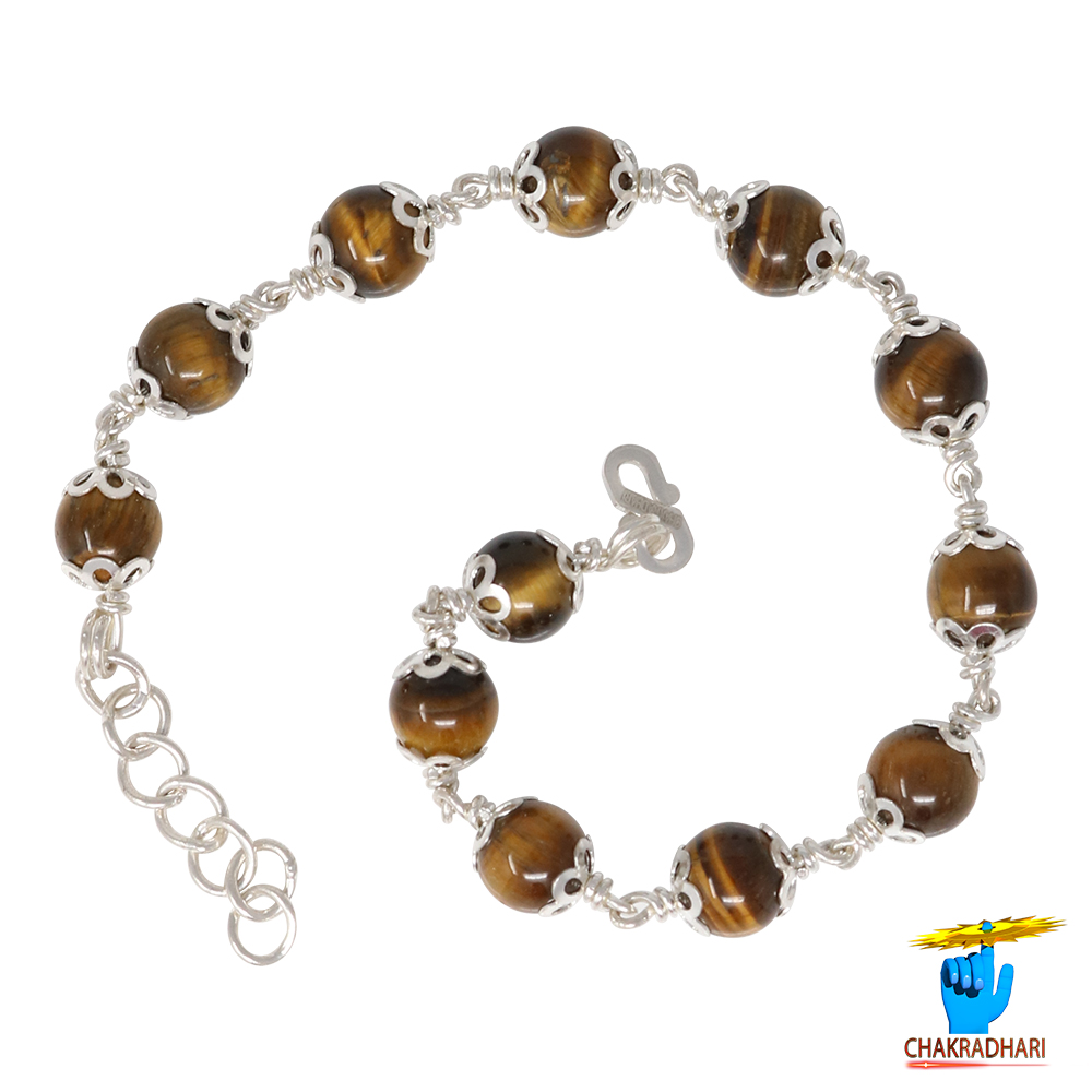999  Silver Tiger Eye Stone Bracelet For Male And Female -