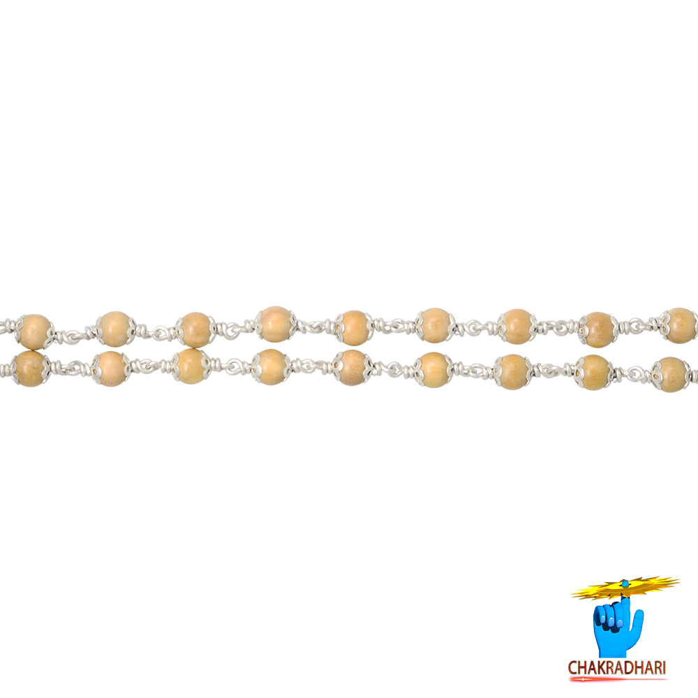 999 Pure Silver Chandan Wearing Mala 6mm 55 Beads - 999