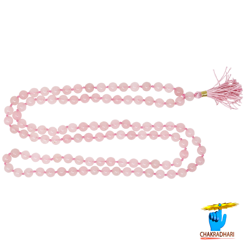 Rose Quartz Mala 108 Plus 1 Beads for Jaap or Wearing 8mm or 6mm