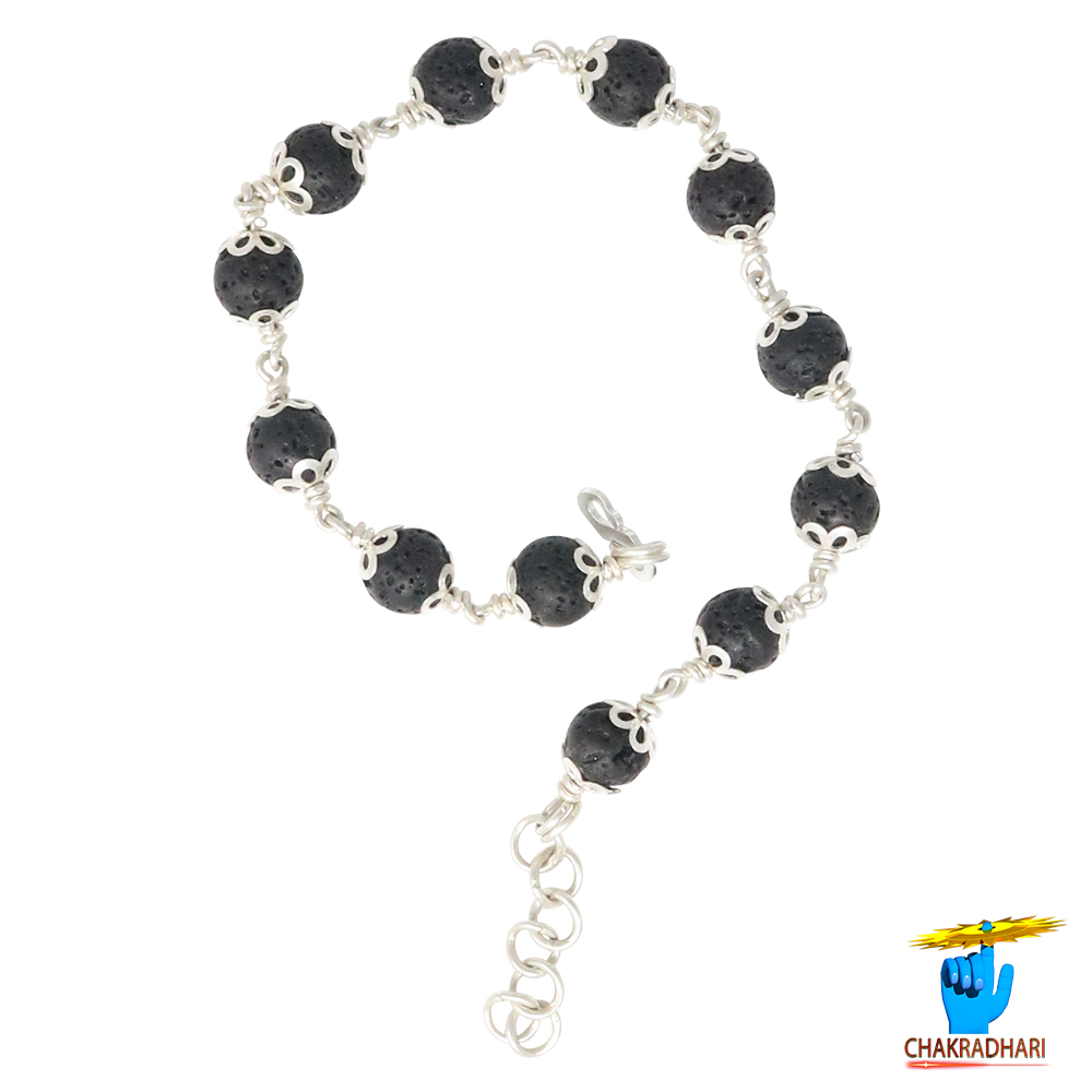 999 Silver Lawa Stone Bracelet For Male And Female -