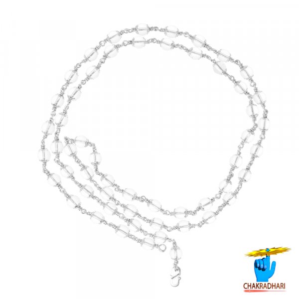 Image of 99.9% Pure Silver Sphatik Mala In Silver (6mm) 54 Plus 1 Beads –  99.9% शुद्ध चाँदी में चांदी स्फटिक माला (6mm)