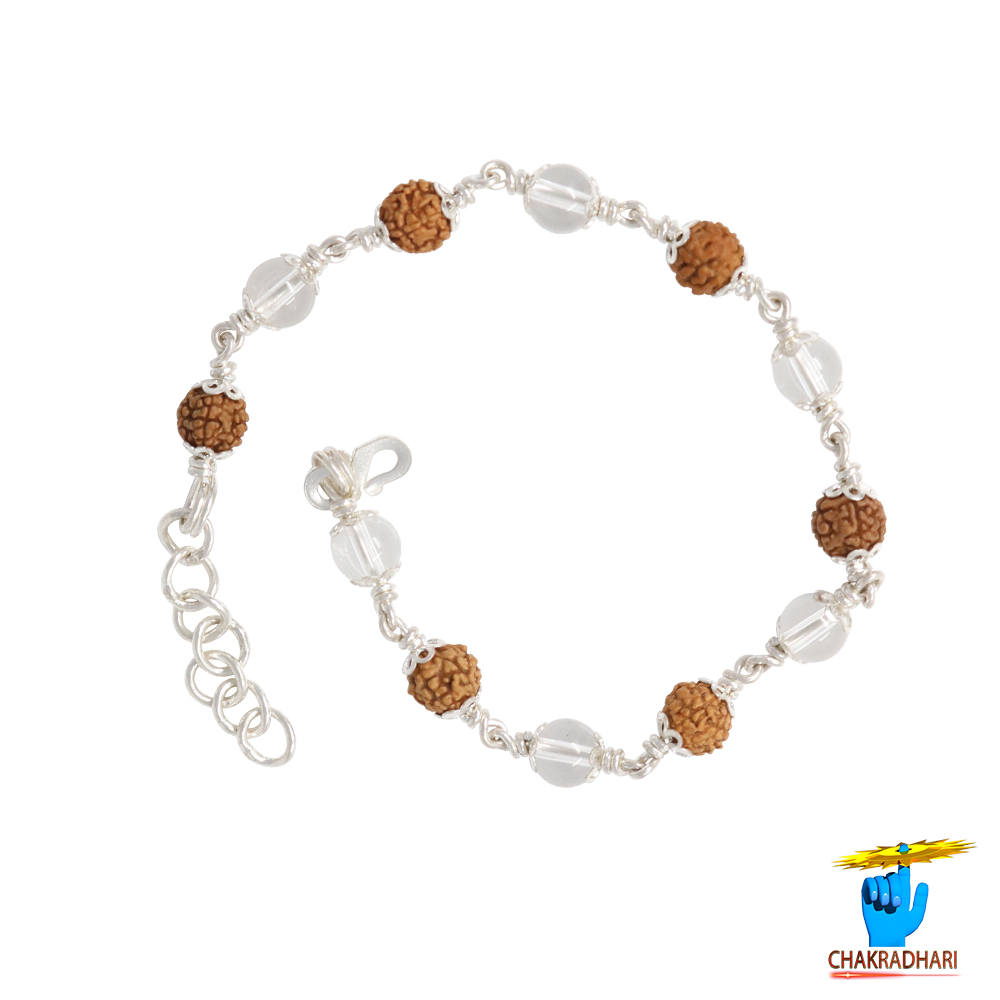 999 Silver Rudraksha Sphatik Bracelet For Male And Female -