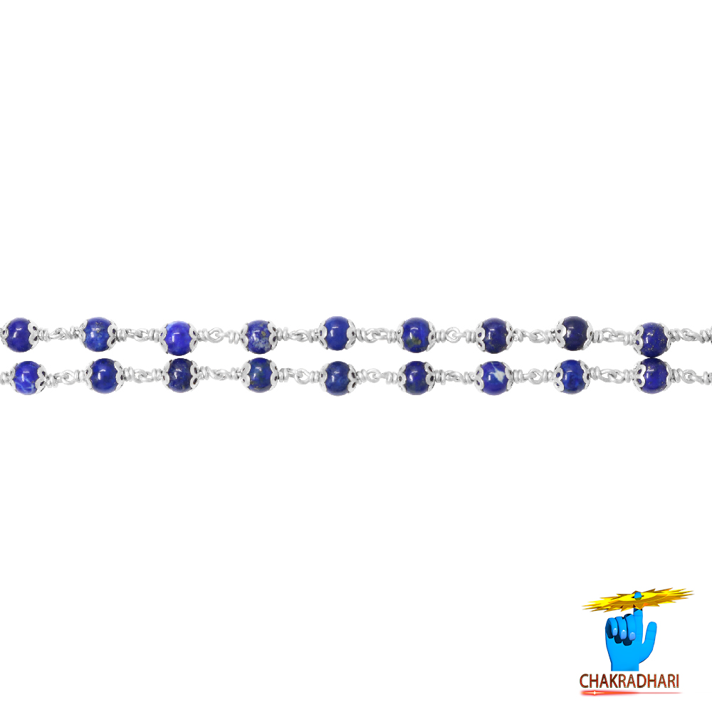 999 Pure Silver Lapis Lazuli Silver Wearing Mala 6mm 54 Plus 1 Beads - 999