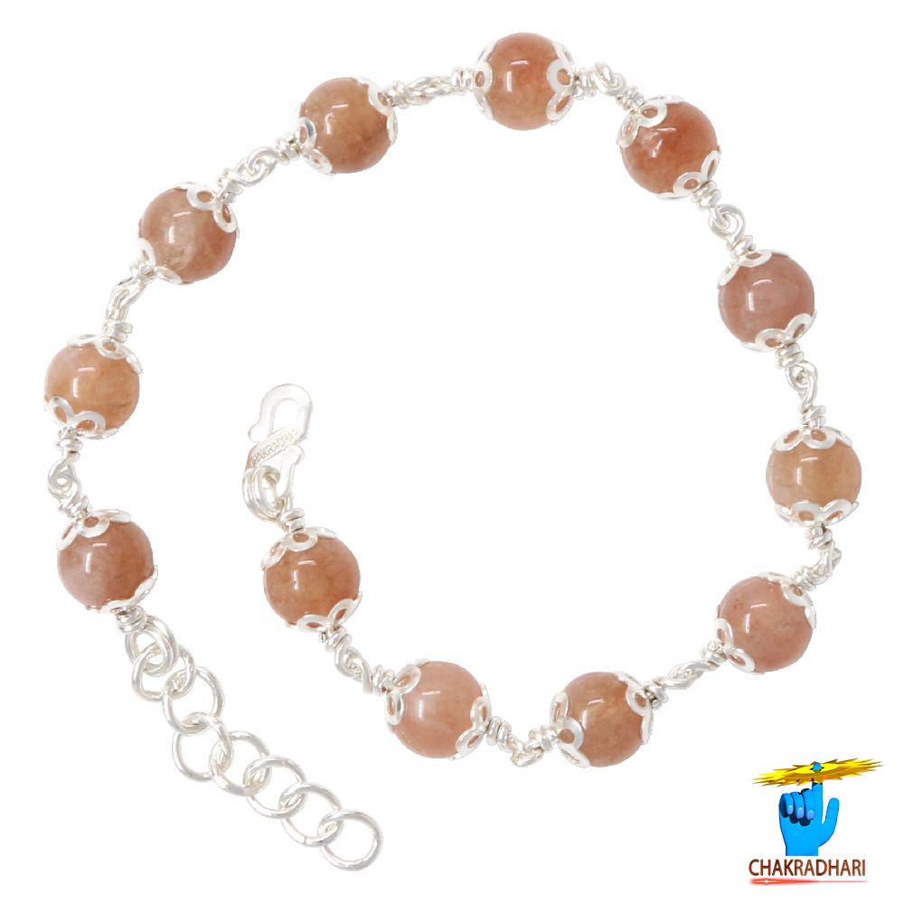 999 Silver Sun Stone Bracelet For Male And Female -