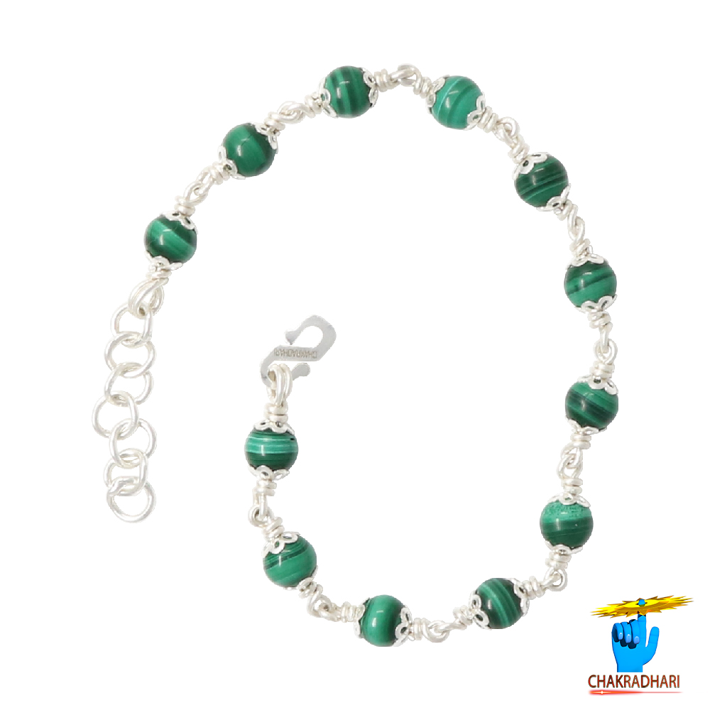 999 Silver Malachite Bracelet For Male Female -