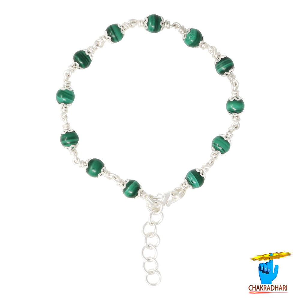 999 Silver Malachite Bracelet For Male Female -