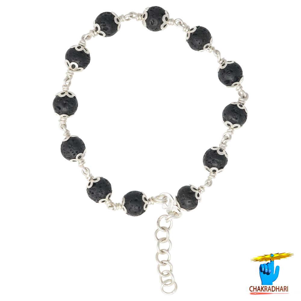 999 Silver Lawa Stone Bracelet For Male And Female -